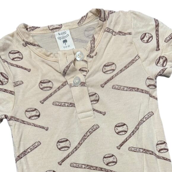 Kate Quinn Bamboo Baseball Print Outfit - Size 0-3m - Picture 2 of 3